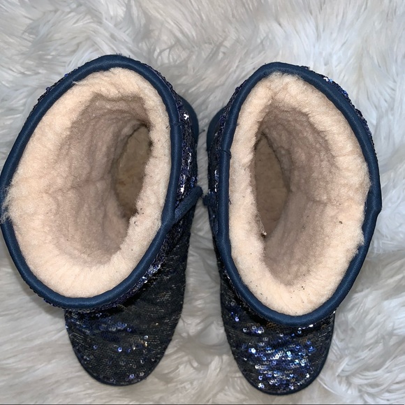 UGG Sequin Blue Classic Short Boots Size 8 - Picture 5 of 11